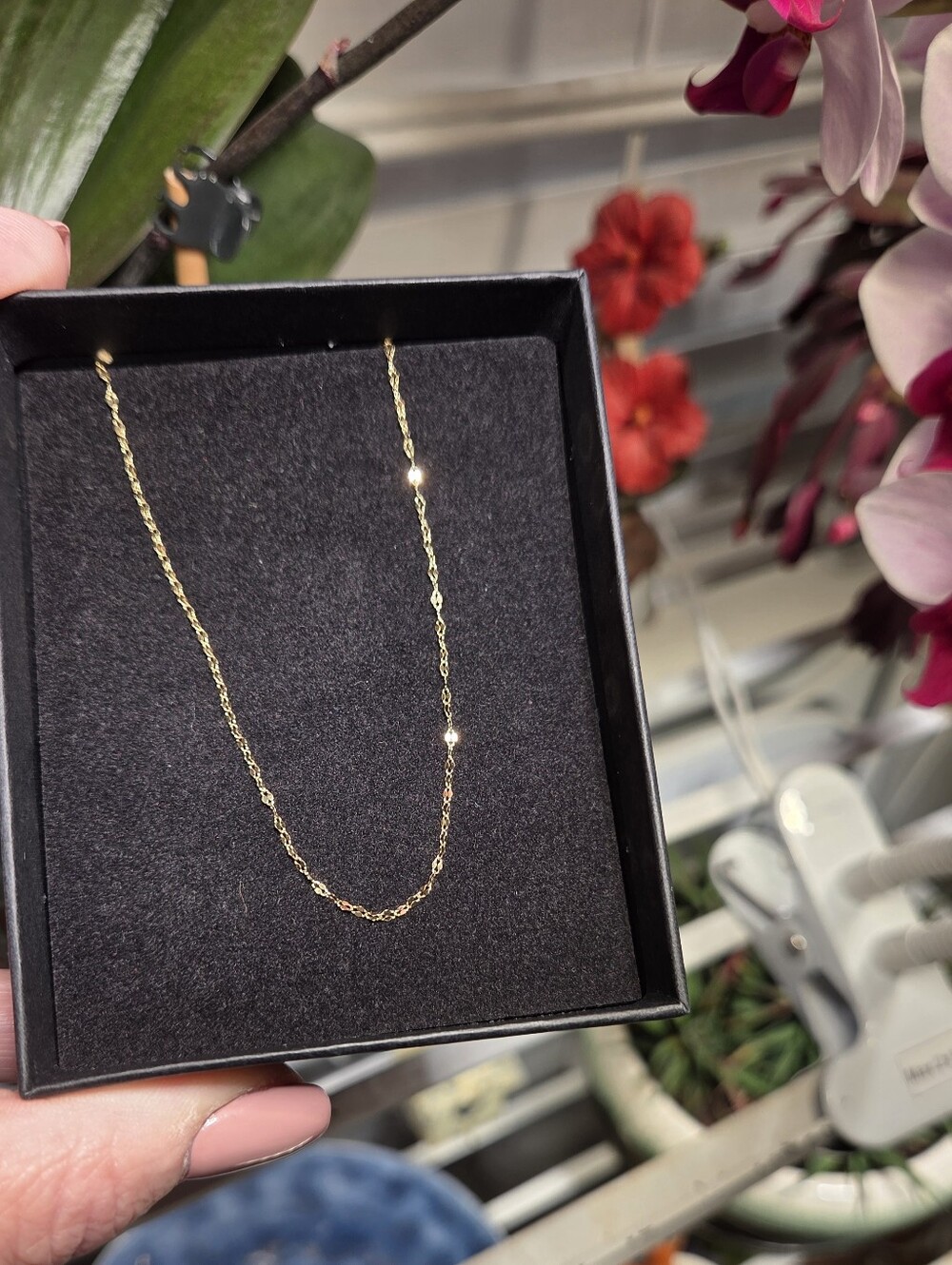 Solid Gold Mirror Link Chain Necklace - Women Jewelry